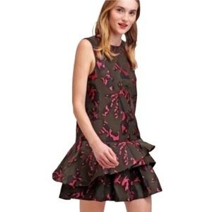 Banana Republic jigsaw jacquard ruffle drop waist dress